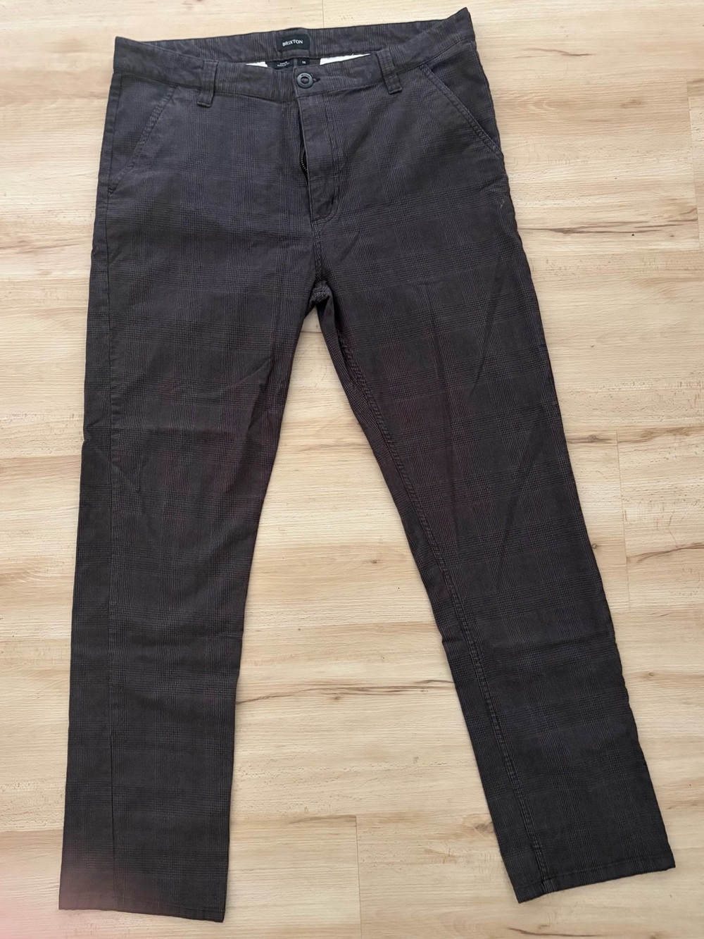 Brixton Gray Plaid Slim Fit Pants